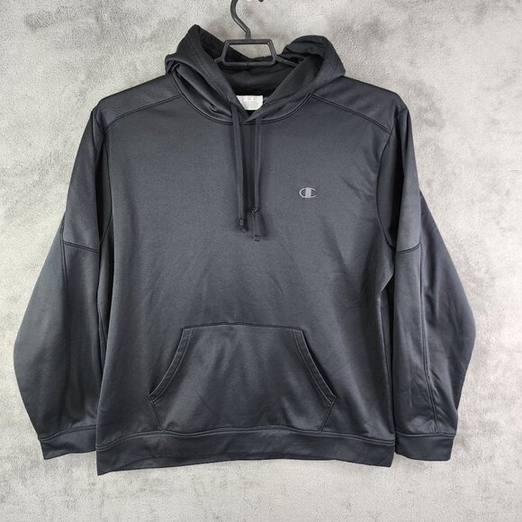 Mens Black Champion Powertrain Performance Hoodie Sweatshirt Long Sleeve Size XL - Picture 2 of 12